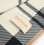 Barbour PENDLE BEANIE & BLAIR SCARF Gift Set Womens Hessian Navy detail view of scarf label
