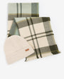 Barbour PENDLE BEANIE & BLAIR SCARF Gift Set Womens Soft Mint, front view showing beanie and scarf in stylish design.