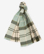 Barbour PENDLE BEANIE & BLAIR SCARF Gift Set Womens Soft Mint, detail view of the plaid scarf showcasing its soft fabric.