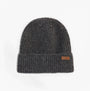 Barbour PENDLE BEANIE & BLAIR SCARF Gift Set Womens Monochrome front view of knitted beanie in grey with label.