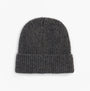 Barbour PENDLE BEANIE & BLAIR SCARF Gift Set Womens Monochrome, front view of dark gray beanie. Soft, ribbed texture.