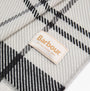 Barbour PENDLE BEANIE & BLAIR SCARF Gift Set Womens Monochrome detail view of plaid scarf with label
