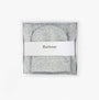 Barbour WINONA BEANIE & SCARF Gift Set Womens Beanie Light Grey, top view of boxed beanie and scarf with branding.