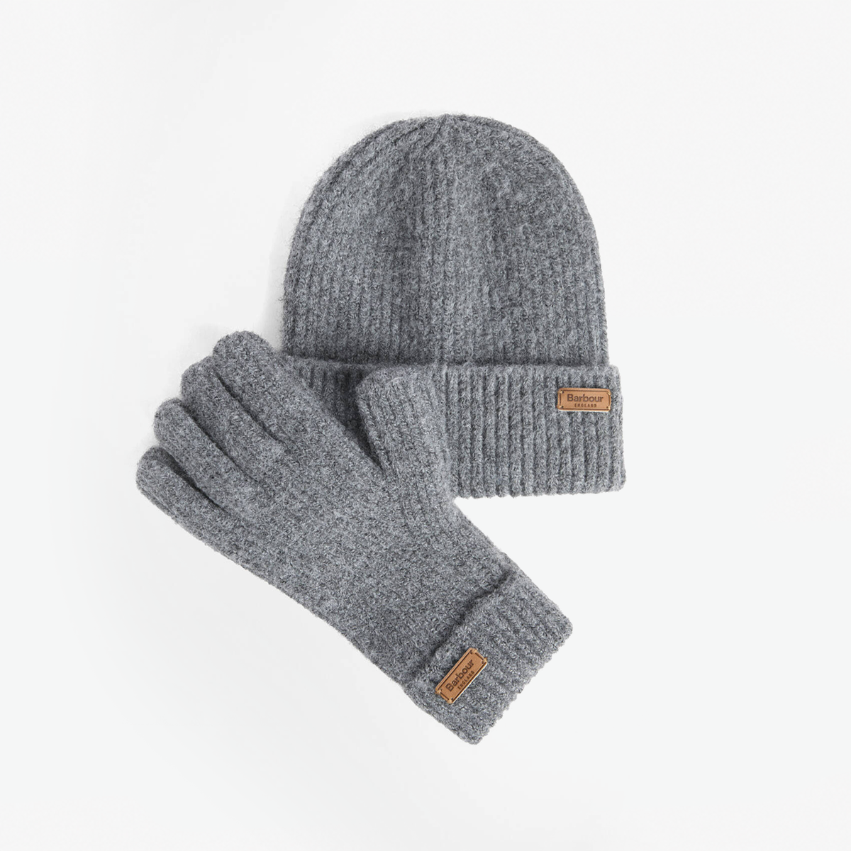 Barbour PENDLE BEANIE & GLOVES GIFT SET Womens Beanie Mid Grey