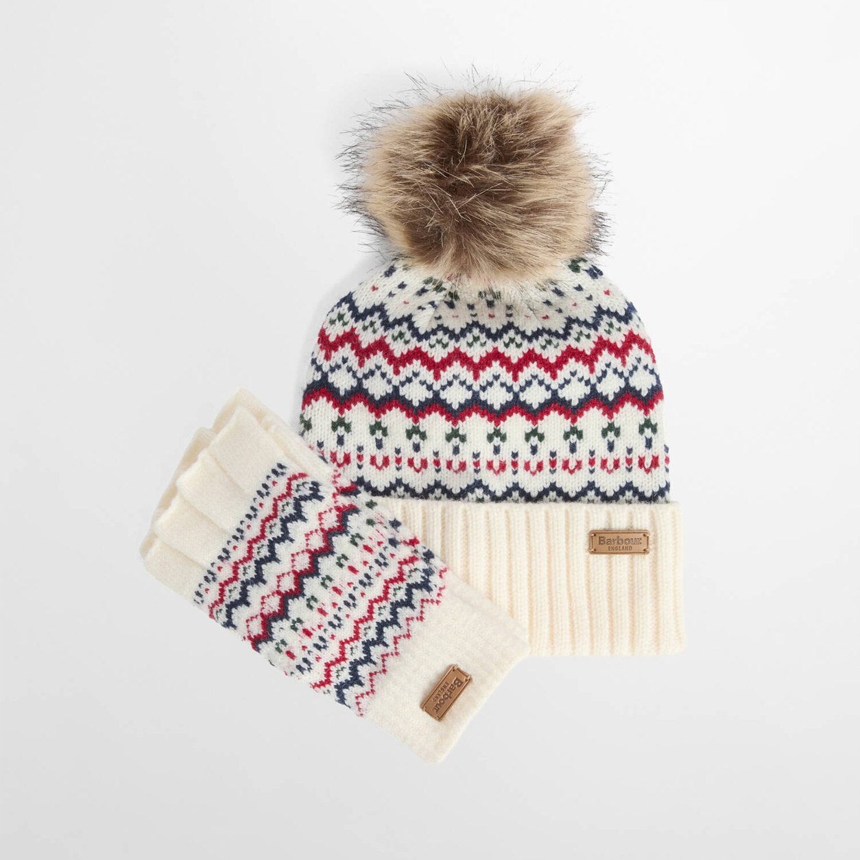Barbour HOLLY BEANIE & GLOVES GIFT SET Womens Beanie Antique White
