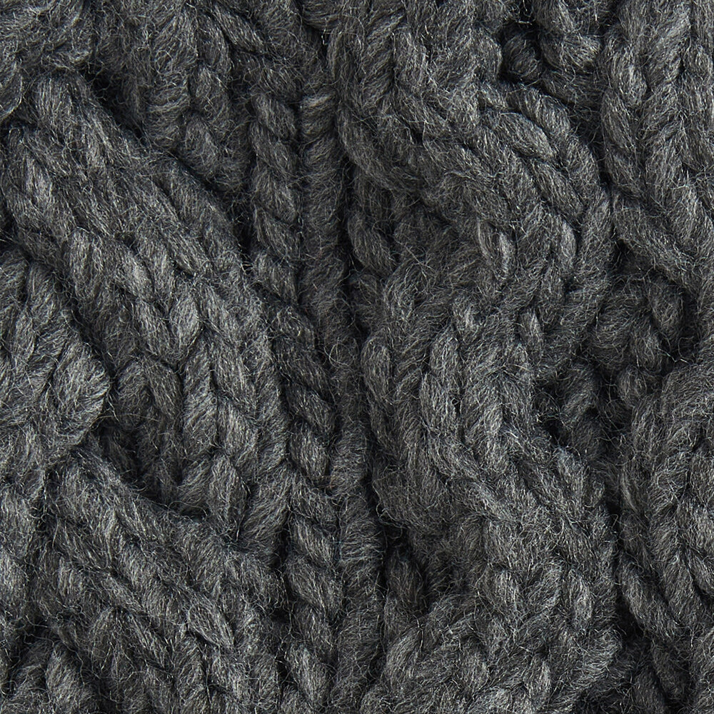 Barbour PENSHAW Womens Pom-Pom Beanie Charcoal cable-knit detail view showcasing the textured dark gray yarn.