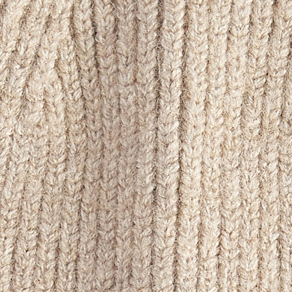 Barbour PENDLE Womens Beanie Light Trench texture detail view, showcasing the ribbed fabric in beige color.