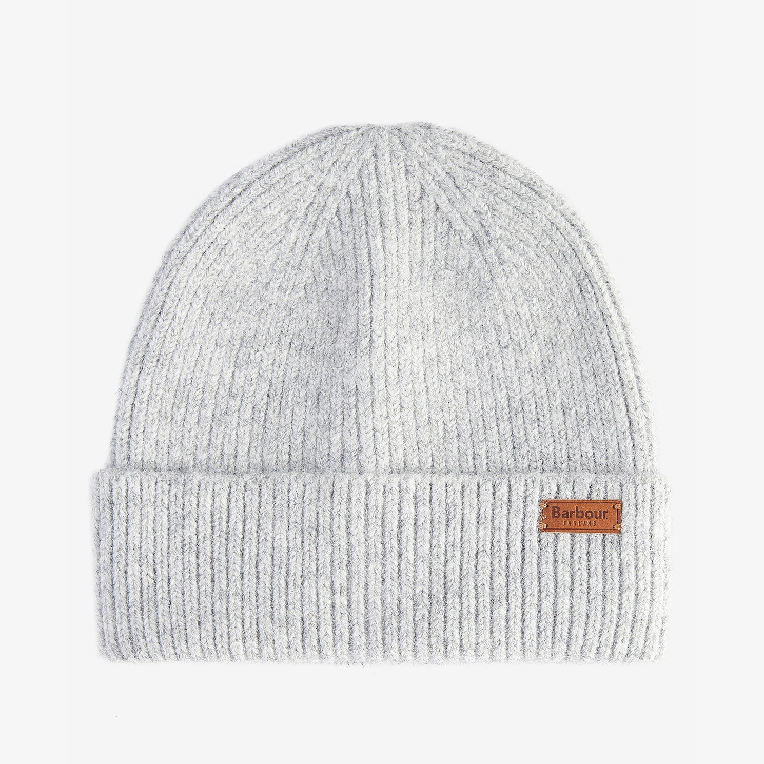 Barbour PENDLE Womens Beanie Light Grey top view with textured fabric and branded badge