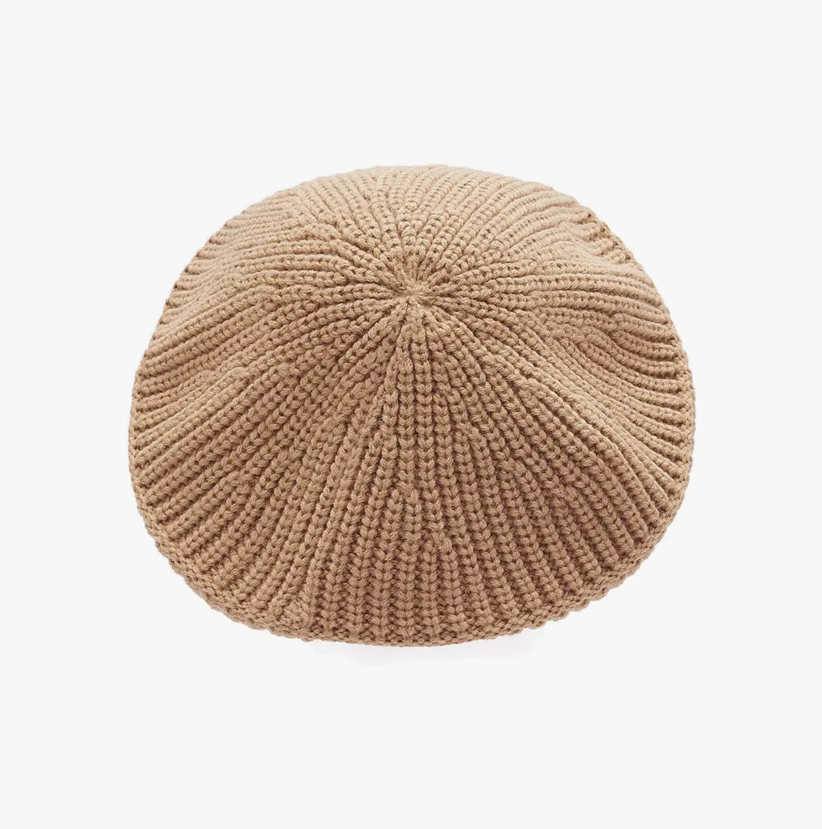 Barbour BELDON BERET Womens Beanie Honey top view of knitted beret hat in honey color