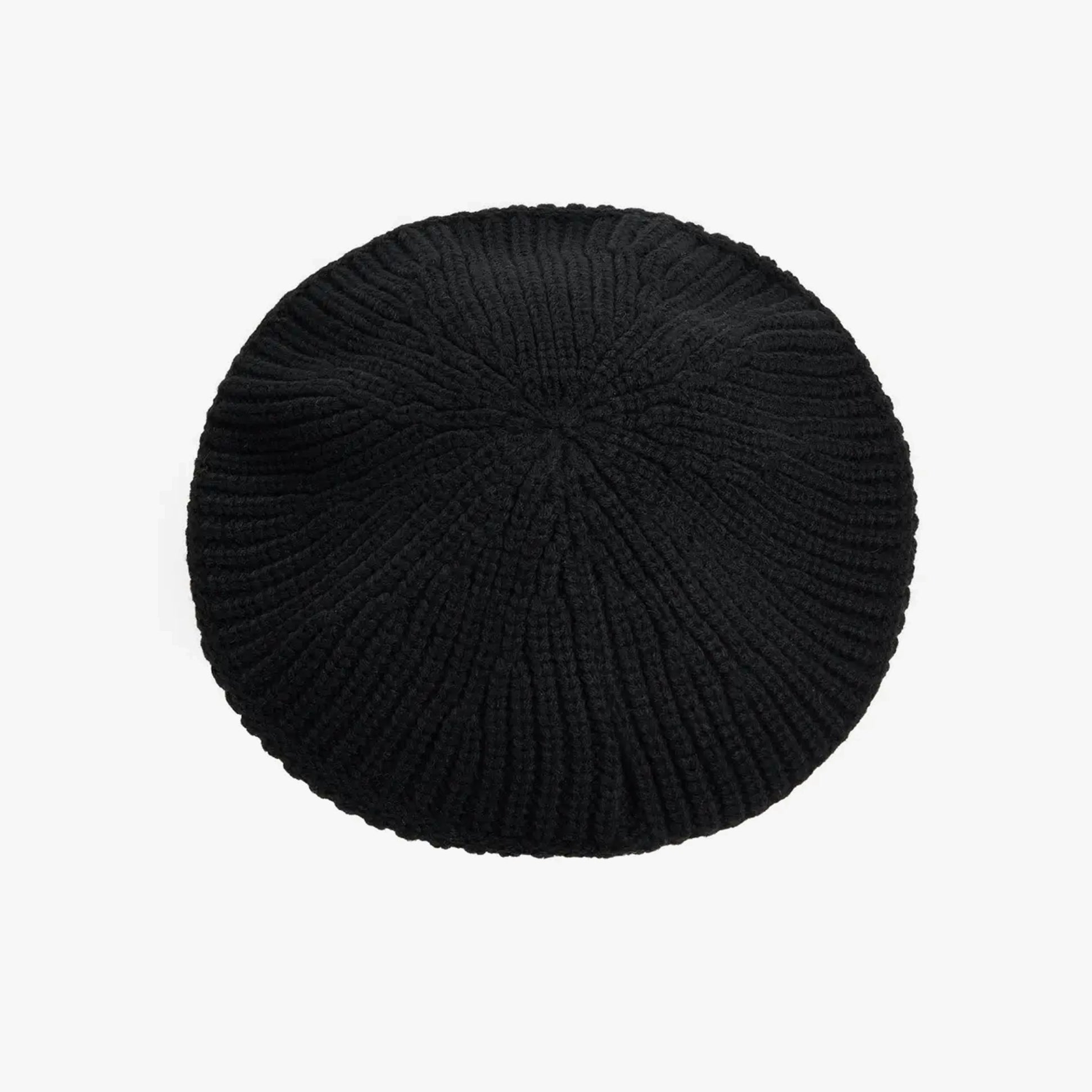 Barbour BELDON BERET Womens Beanie Black top view of knitted beret hat