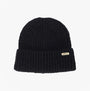 Barbour ARIA Womens Beanie Black top view showcasing textured knit design and brand logo detail.