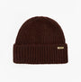 Barbour ARIA Womens Beanie Chocolate front view, knitted design, warm brown color, stylish winter accessory.