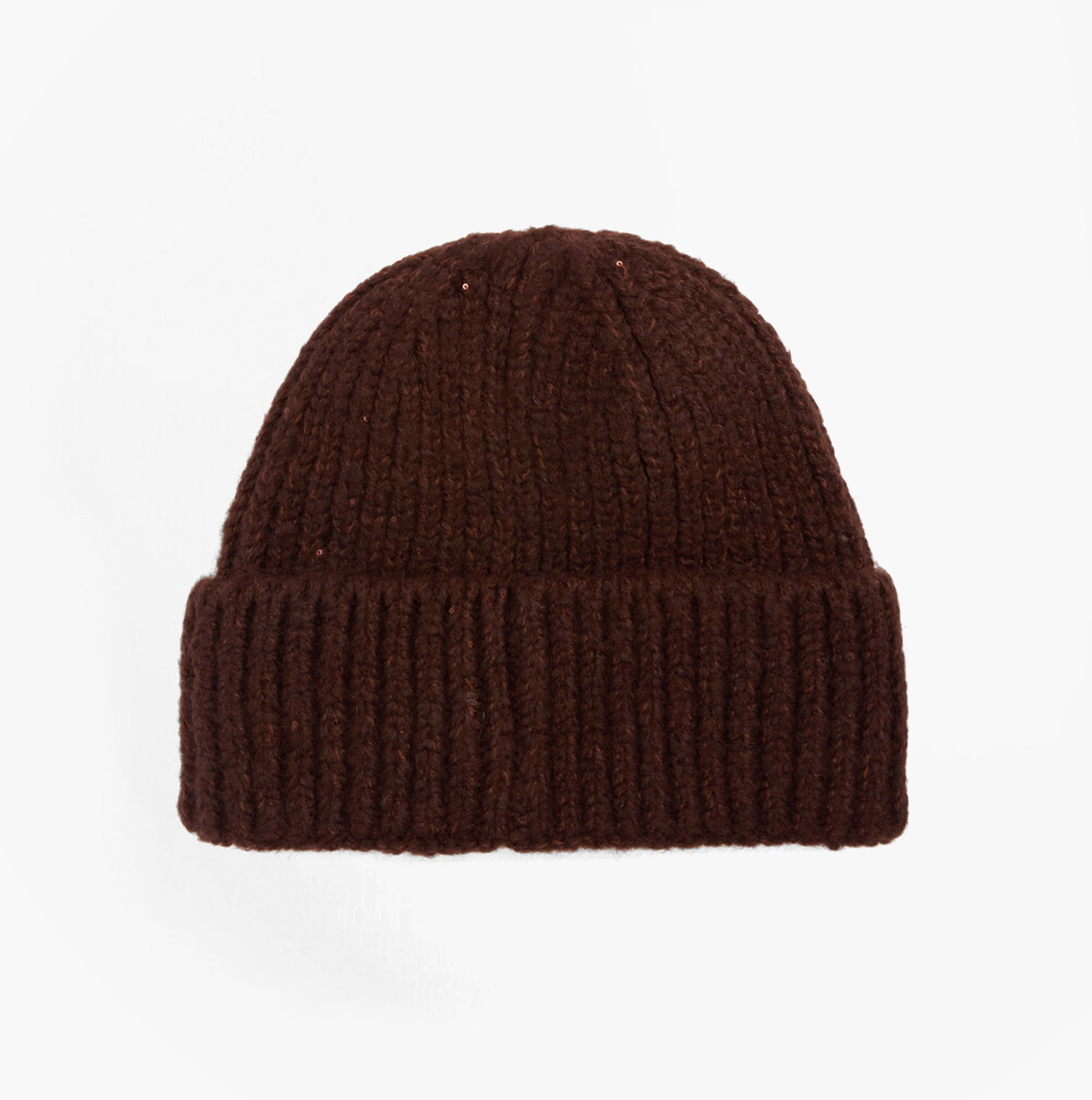Barbour ARIA Womens Beanie Chocolate top view of brown knitted beanie hat