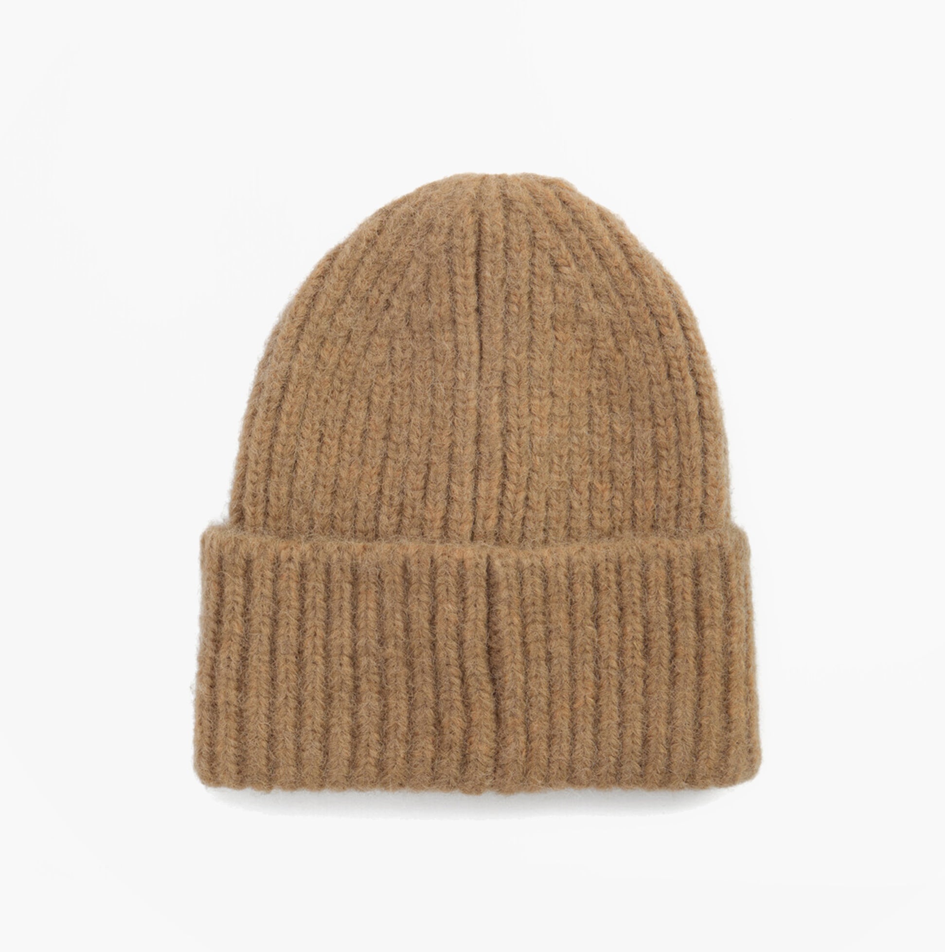 Barbour MERYL Womens Beanie Military Brown top view of knitted beanie in brown color