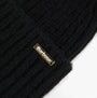 Barbour MERYL Womens Beanie Black detail view showing logo and texture.