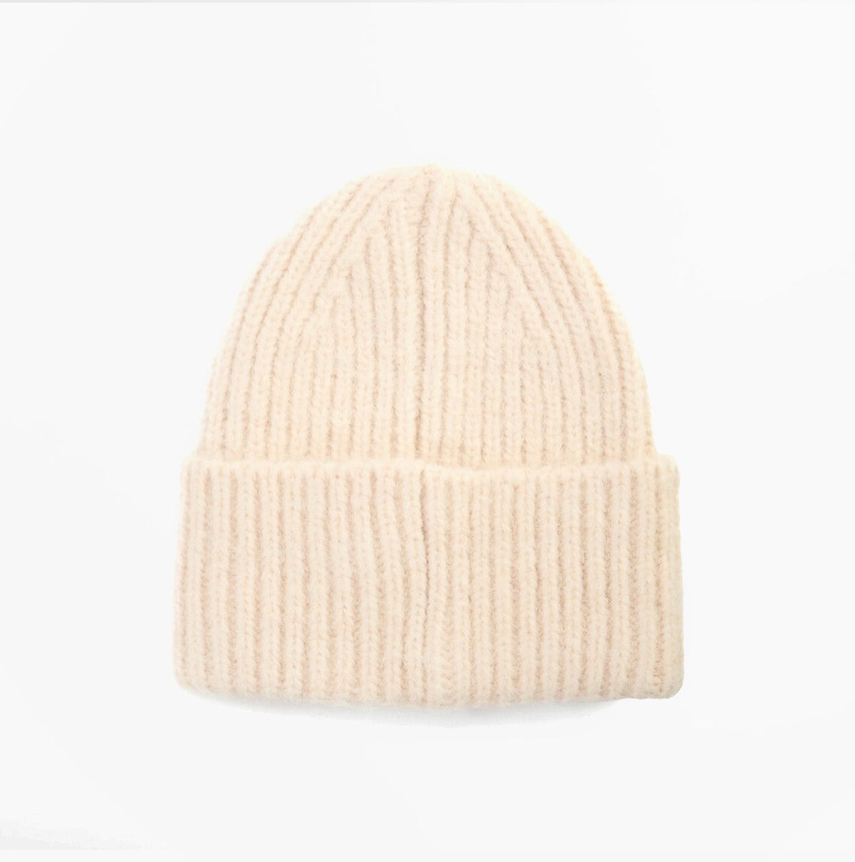 Barbour MERYL Womens Beanie Heritage Cream front view of soft ribbed beanie in cream color.
