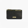 Barbour ALDER LEATHER Card Holder Womens Black front view featuring zip closure and RFID protection.