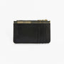 Barbour ALDER LEATHER Card Holder Womens Black front view with zip closure and multiple card slots.
