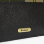 Barbour ALDER LEATHER Card Holder Womens Black detail view showcasing logo and texture