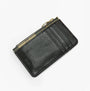 Barbour ALDER LEATHER Card Holder Womens Black, top view showing zip closure and card slots, stylish and functional design.