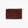 Barbour ALDER LEATHER Card Holder Womens Brown/Classic side view showing multiple card slots and zip closure.