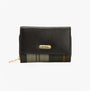 Barbour ROSA LEATHER French Purse Womens Black front view with button and zip closure, featuring RFID technology.