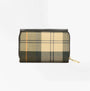 Barbour ROSA LEATHER French Purse Womens Black front view showing classic plaid design and zip closure.