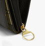 Barbour ROSA LEATHER French Purse Womens Black detail view of the zip closure and keyring.