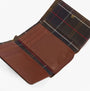Barbour ROSA LEATHER French Purse Womens Brown/Classic Tartan detail view, showcasing card slots and plaid lining.