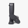 Barbour BEDE Womens Tall Wellies Black front view showcasing knee-high design and rubber sole