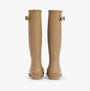 Barbour BEDE Womens Tall Wellies Sandstone back view showcasing knee-high rubber structure and block heel.