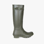 Barbour BEDE Womens Tall Wellies Olive side view showcasing the knee-high rubber construction.