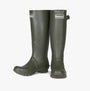 Barbour BEDE Womens Tall Wellies Olive front view, rubber knee-high wellington boots, block heel, waterproof design.
