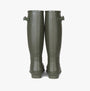Barbour BEDE Womens Tall Wellies Olive back view highlighting knee high rubber design and adjustable features.