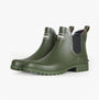 Barbour WILTON Womens Chelsea Wellington Boots Olive side view featuring rubber upper and pull-on design.