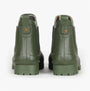 Barbour WILTON Womens Chelsea Wellington Boots Olive back view showing rubber upper and ankle height design.