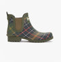 Barbour WILTON Womens Ankle Wellington Boots Classic Tartan side view featuring rubber upper and classic tartan pattern.