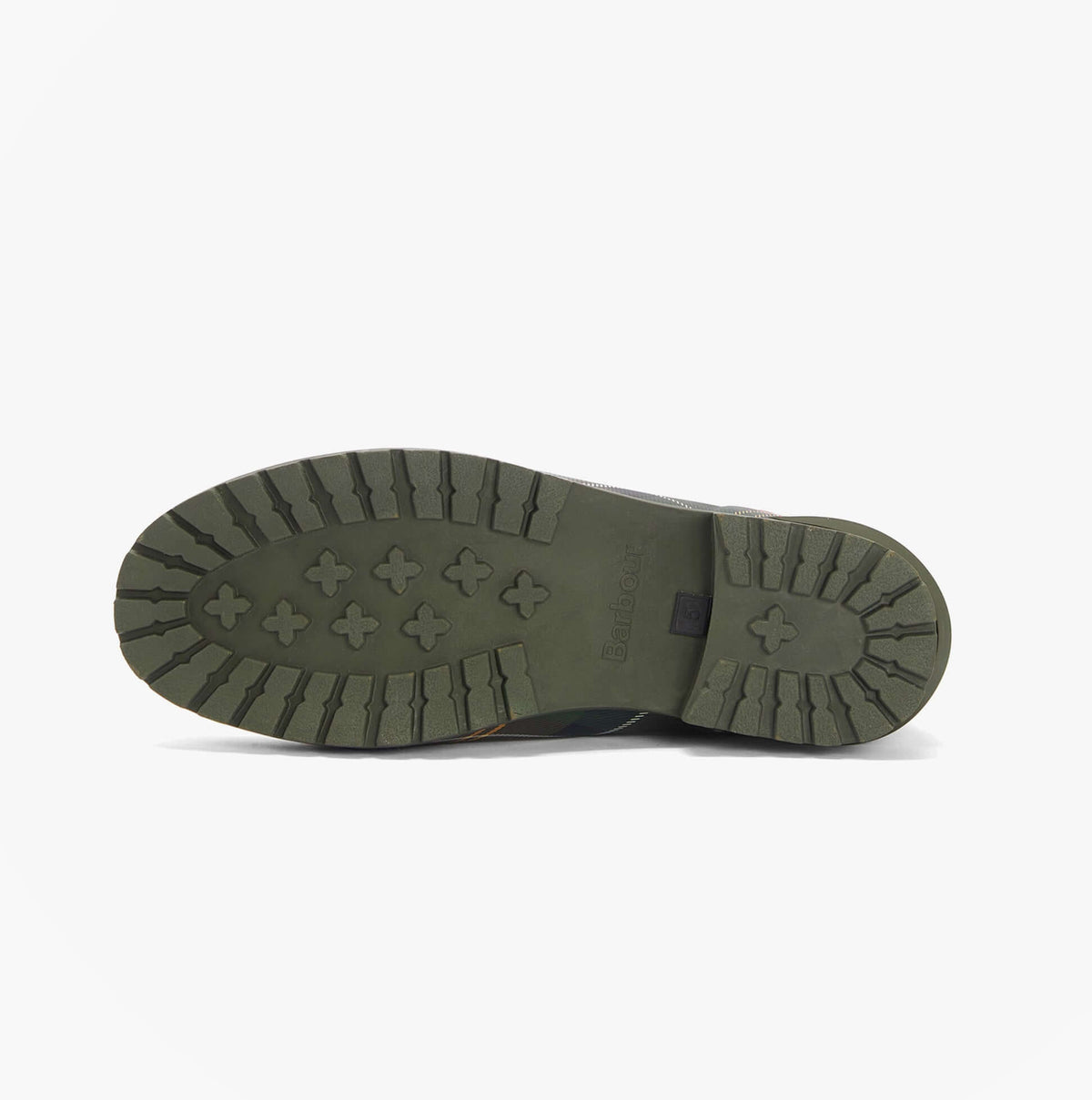 Barbour WILTON Womens Ankle Wellington Boots Classic Tartan bottom view showing rubber sole pattern.