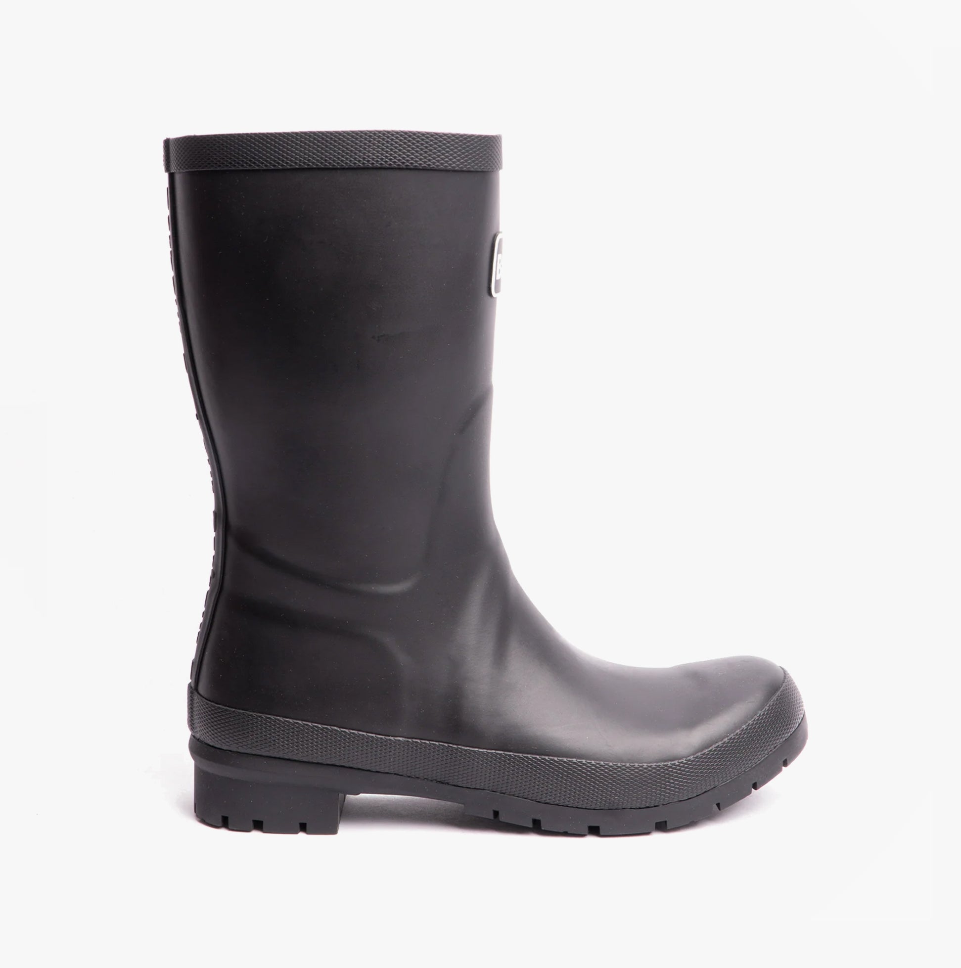 Barbour BANBURY Womens Wellington Boots Black side view showing rubber upper and mid-calf height.