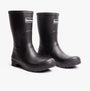 Barbour BANBURY Womens Wellington Boots Black side view showcasing rubber design and mid-calf height.