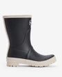 Barbour BANBURY Womens Mid Wellies Black/White Pepper side view featuring synthetic and rubber materials.