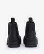 Barbour NIMBUS Womens Chelsea Wellies Black back view showing block heel and elasticated side panels.