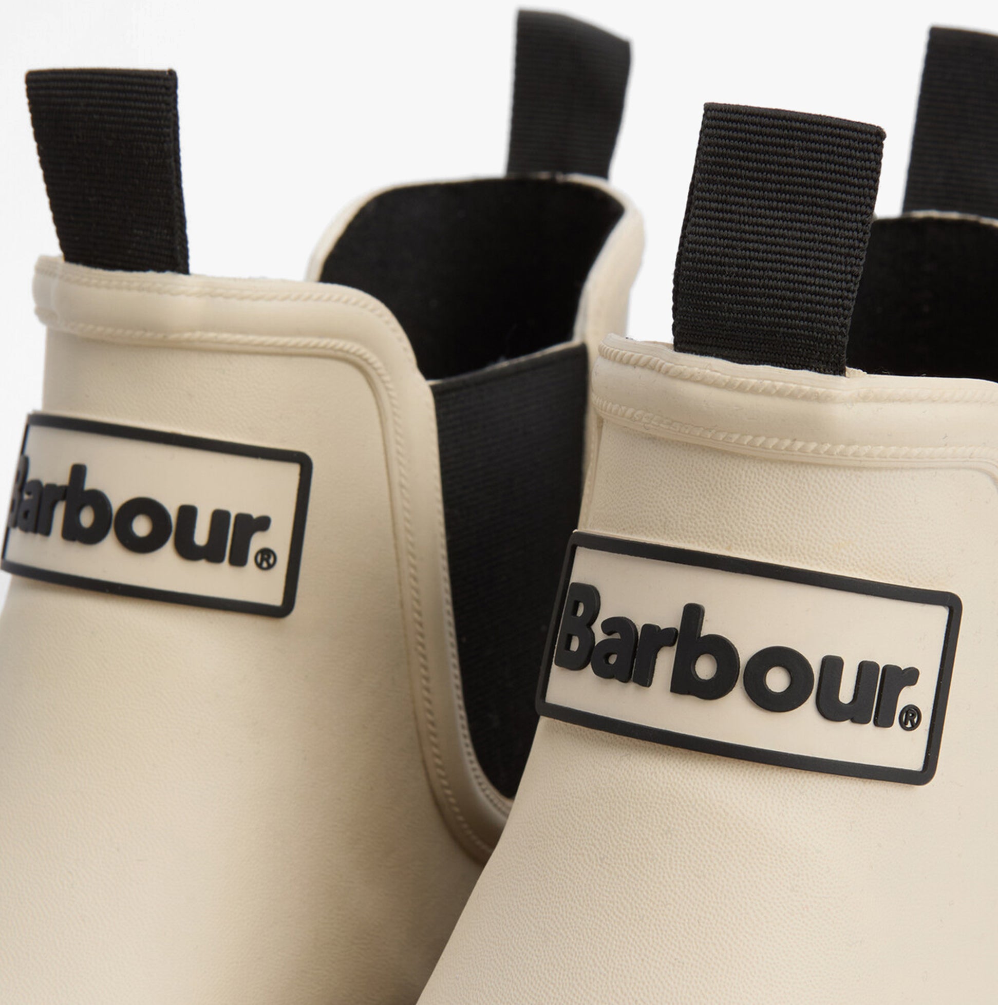 Barbour NIMBUS Womens Chelsea Wellies Salt/Dusky Green detail view showcasing elasticated side panels and brand logo.