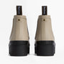 Barbour HALTON Womens Chelsea Wellies Light Sand/Black rear view showing block heel and elasticated sides.