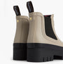 Barbour HALTON Womens Chelsea Wellies Light Sand/Black rear view highlighting the elasticated side panels and block heel.