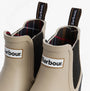 Barbour HALTON Womens Chelsea Wellies Light Sand/Black detail view showing upper rubber material and elasticated side panel.