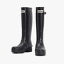 Barbour SNOWDON Womens Tall Wellies Black front view showcasing knee-high synthetic rubber design.