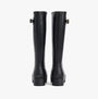 Barbour SNOWDON Womens Tall Wellies Black back view showcasing knee-high synthetic rubber boots.