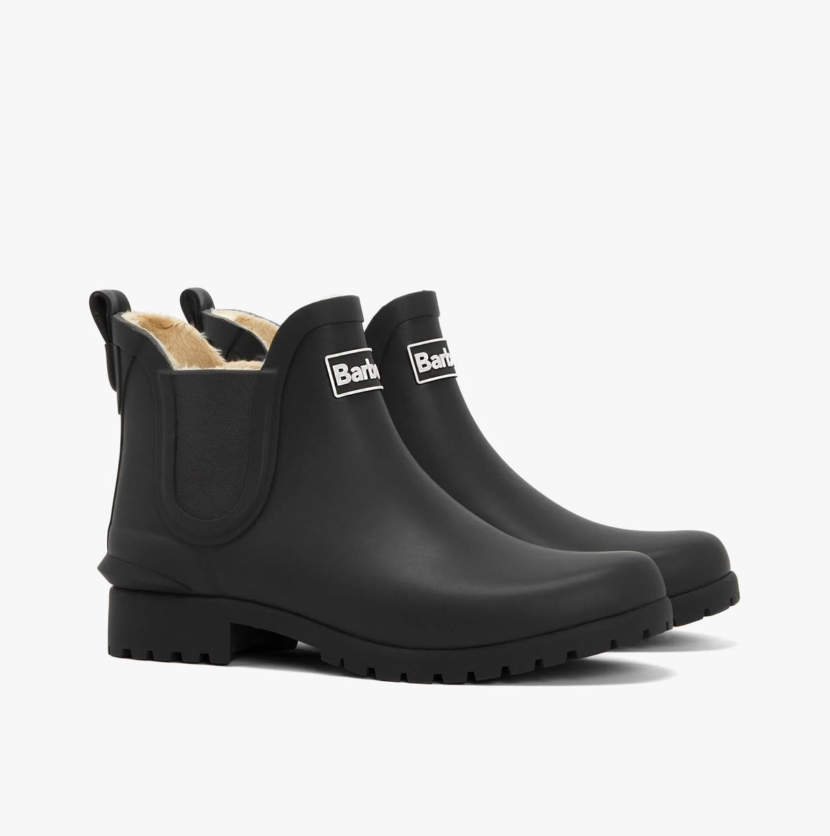 Barbour KIRKTON Womens Warm Lined Wellies Black in side view, highlighting the comfort and waterproof features.