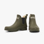 Barbour KIRKTON Womens Warm Lined Wellies Olive side view, showcasing pull-on design and comfortable elasticated side panel.